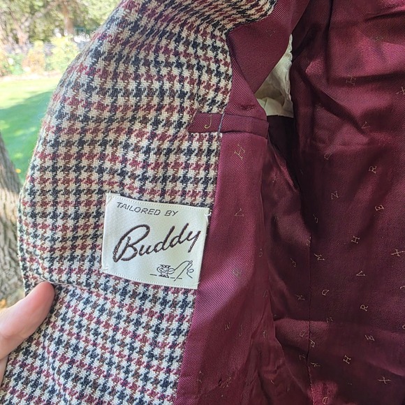 Houndstooth Blazer Jacket Menswear Patterned 3 Button Sport Coat - Picture 7 of 7